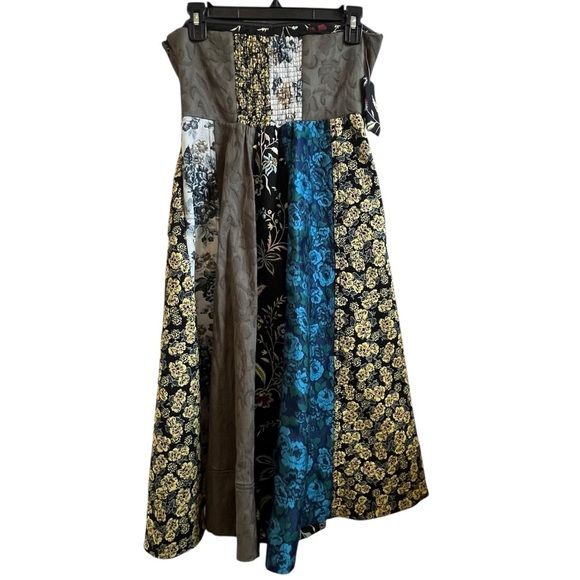 NWOT Anthropologie Floral Patchwork Sweetheart Strapless A Line Midi Dress SZ 6 - Picture 3 of 16